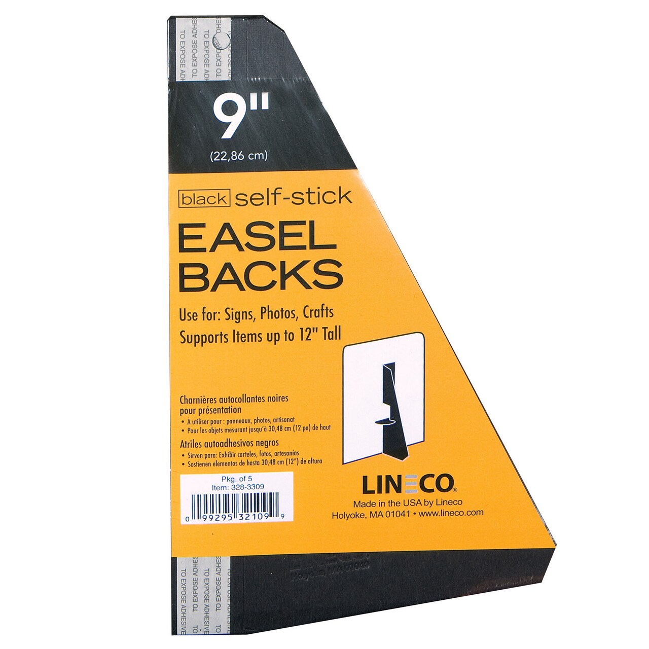 Lineco/University Products Self-Stick Easel-Backs, Black, 5/Pkg., 9&#x22;